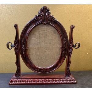 Victorian Styled Photo Frame 5 x 7 Oval Ornate Swivel Tilt Red Brown Faux Cherry